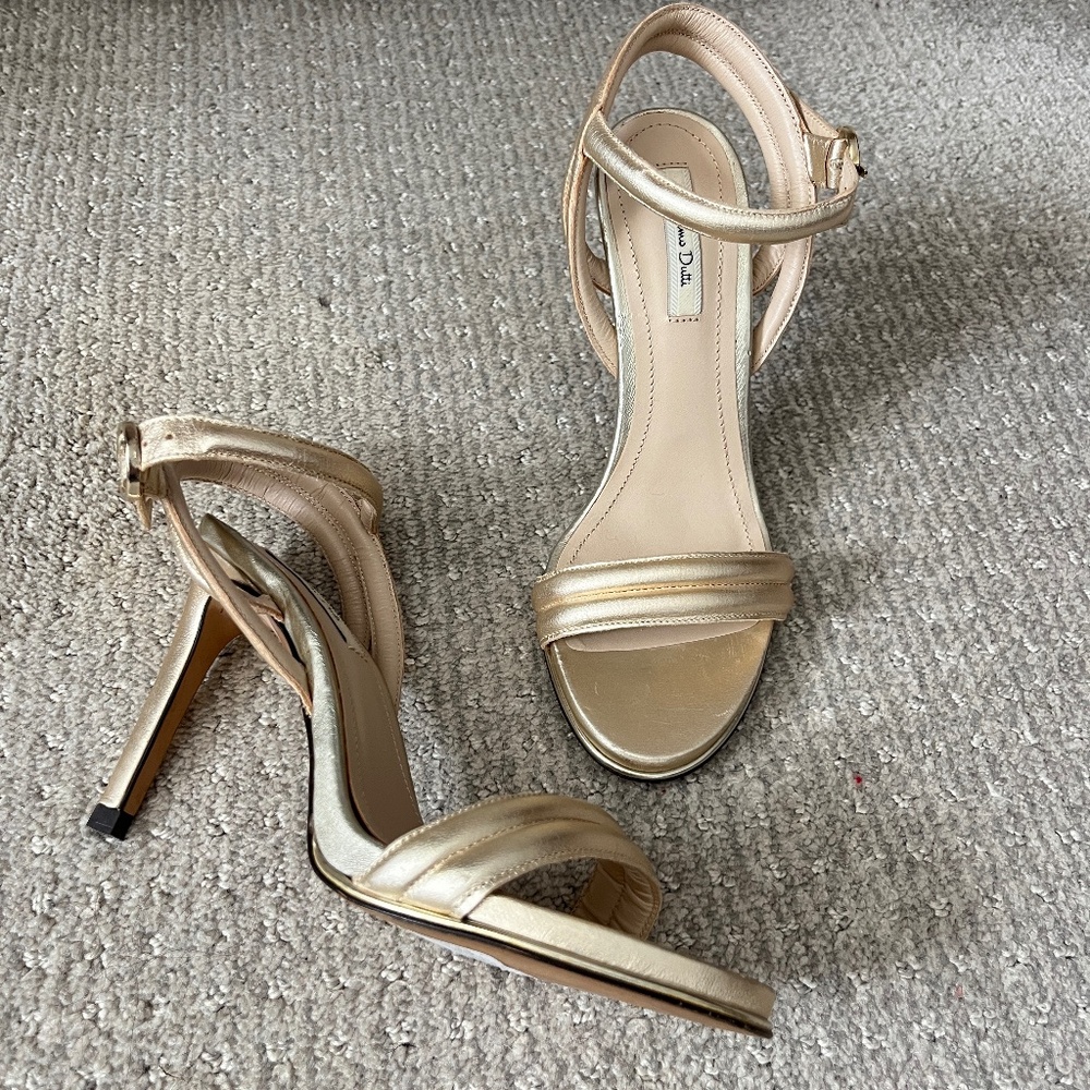 MASSIMO DUTTI genuine leather light gold sandals
